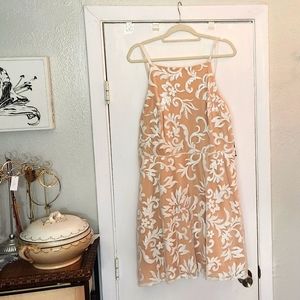 White & Nude Sequin Scroll Print Dress by Jodi Kristopher